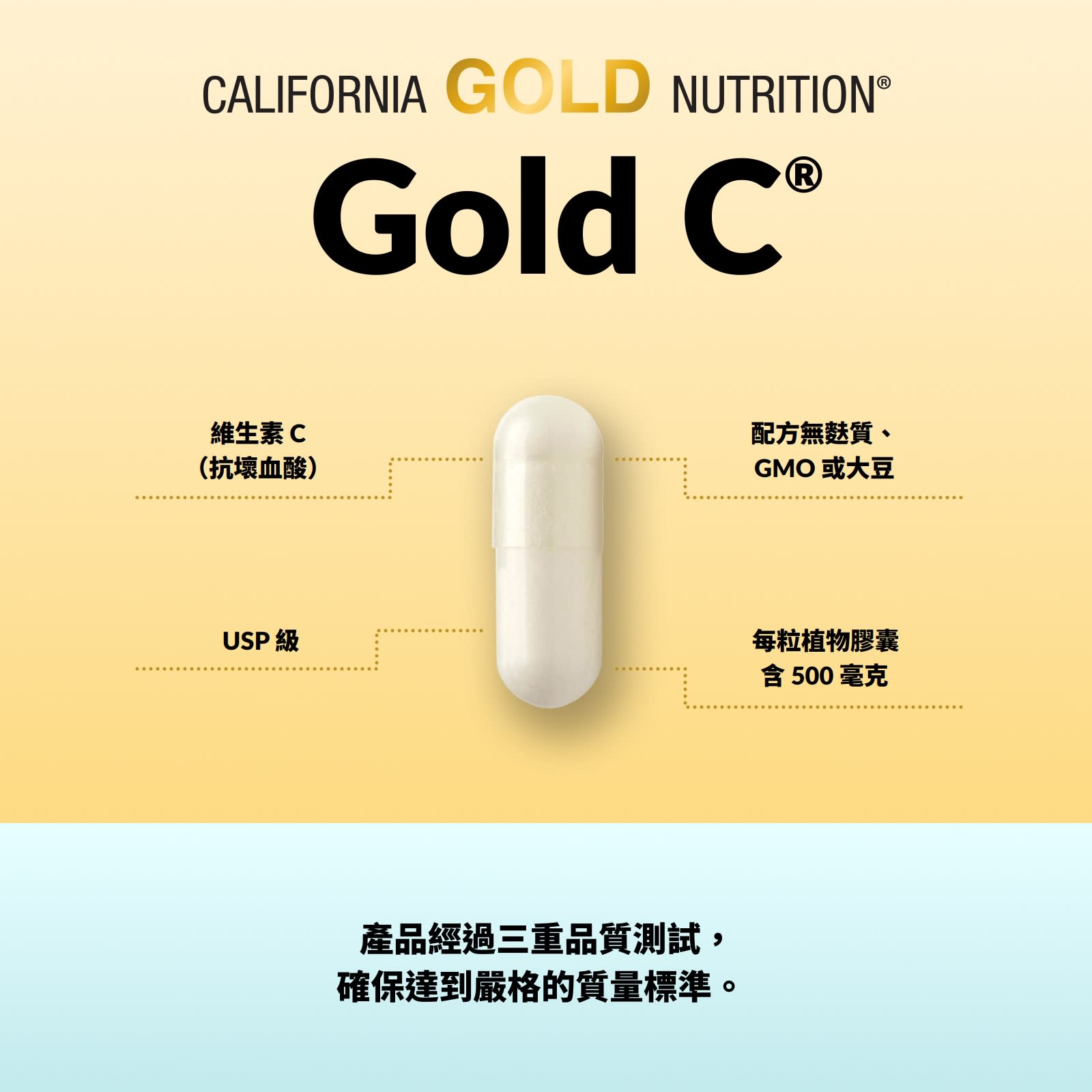 California Gold Nutrition, Gold C®，USP 級維他命 C，500 毫克，240 粒素食膠囊