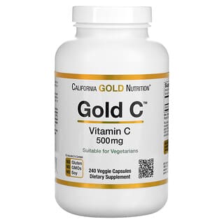 California Gold Nutrition, Gold C, Vitamina C, 500 mg, 240 Cápsulas Vegetais