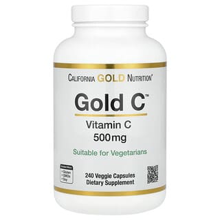 California Gold Nutrition, Gold C, Vitamina C de Classe USP, 500 mg, 240 Cápsulas Vegetais