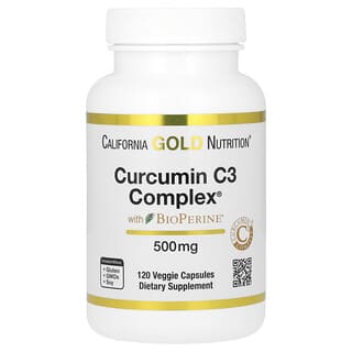 California Gold Nutrition, Curcumin C3 Complex con BioPerine, 500 mg, 120 cápsulas vegetales