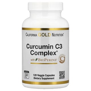 California Gold Nutrition, Curcumine C3 Complex® met BioPerine® Zwarte Peper Extract, Kurkuma Curcumine Complex, Verbeterde Biologische Beschikbaarheid, 120 Veggie Capsules