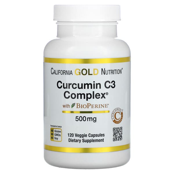 California Gold Nutrition, Curcumin C3 コンプレックス バイオペリン配合 炎症サポートフォーミュラ 500 mg, 120植物性カプセル