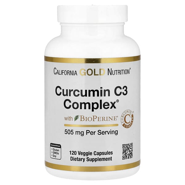 California Gold Nutrition, Curcumin C3 Complex® with BioPerine® Black Pepper Extract, Turmeric Curcumin Complex, Enhanced Bioavailablity, 505 mg, 120 Veggie Capsules
