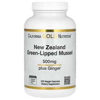 California Gold Nutrition, Perna canaliculus da Nova Zelândia com Gengibre, 500 mg, 240 Cápsulas Vegetais