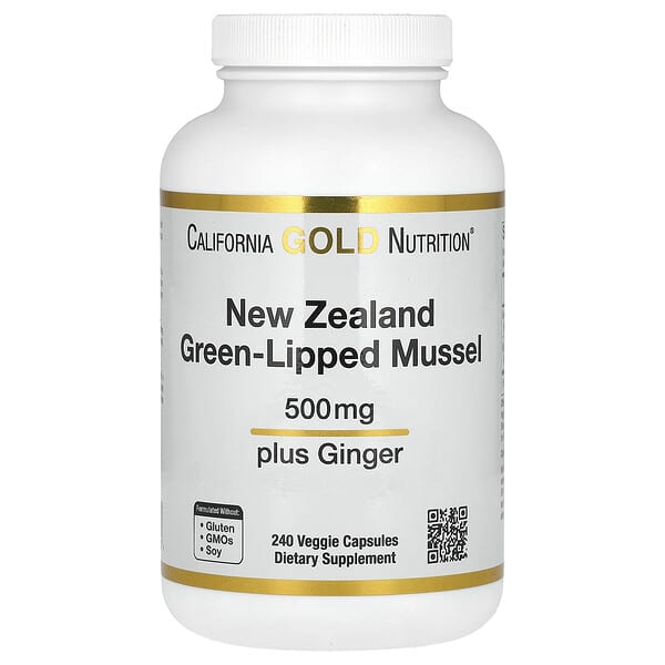 California Gold Nutrition, 新西蘭綠脣貽貝加姜，關節健康配方，500 毫克，240 粒素食膠囊