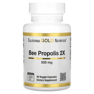 California Gold Nutrition, Propoli d’api 2X, estratto concentrato, 500 mg, 90 capsule vegetali
