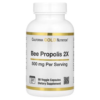 California Gold Nutrition, Propóleo de abeja 2X, Extracto concentrado, 500 mg, 90 cápsulas vegetales