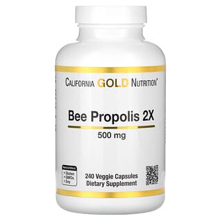 California Gold Nutrition, Propóleo de abeja 2X, Extracto concentrado, 500 mg, 240 cápsulas vegetales