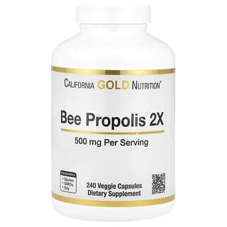 California Gold Nutrition, Propóleo de abeja 2X, Extracto concentrado, 500 mg, 240 cápsulas vegetales