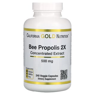 California Gold Nutrition, โพรพอลิสจากผึ้ง 2X สารสกัดเข้มข้น ขนาด 500 มก. บรรจุ 240 แคปซูลผัก