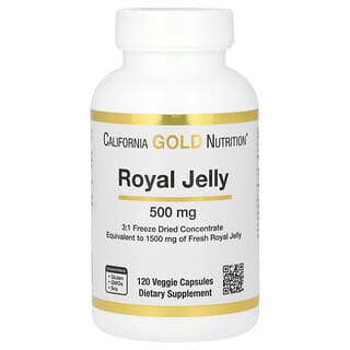 California Gold Nutrition, Jalea Real, Concentrada y congelada en seco, 500 mg, 120 cápsulas vegetales