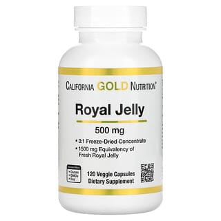 California Gold Nutrition, Gelée royale, concentrée et lyophilisée, 500 mg, 120 capsules végétariennes