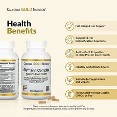 California Gold Nutrition, Silymarin Complex, Milk Thistle Extract Plus Dandelion, Artichoke, Curcumin C3 Complex®, Ginger, and BioPerine®, 120 Veggie Capsules