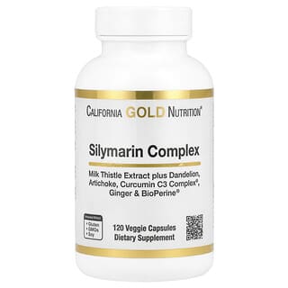 California Gold Nutrition, Silymarin Complex, Milk Thistle Extract Plus Dandelion, Artichoke, Curcumin C3 Complex, Ginger, and BioPerine, 120 Veggie Capsules