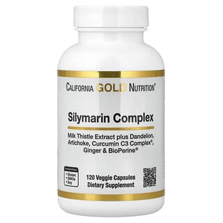 California Gold Nutrition, Silymarin Complex, Milk Thistle Extract Plus Dandelion, Artichoke, Curcumin C3 Complex®, Ginger and BioPerine®, 120 Veggie Capsules