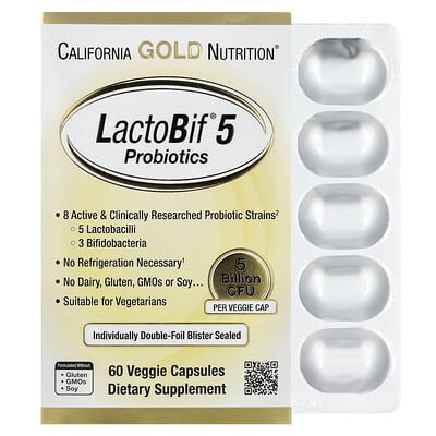 California Gold Nutrition, LactoBif Probiotics, 5 Billion CFU, 60 Veggie Capsules