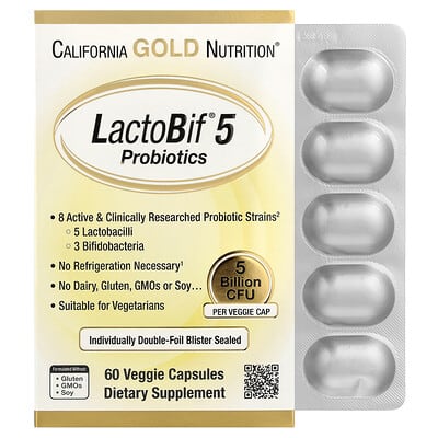 Norland California Gold Nutrition, LactoBif® 5 Probiotics, 5 Billion CFU, 60 Veggie Capsules supplement Uganda UGX 10000