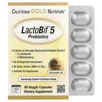 California Gold Nutrition, LactoBif® 5 Probiotics, 5 Billion CFU, 60 Veggie Capsules