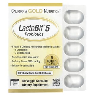 California Gold Nutrition, LactoBif® 5 probiotik, 5 miliard CFU, 60 rostlinných kapslí