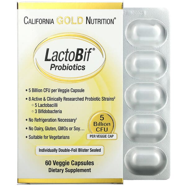 California Gold Nutrition, LactBif（ラクトビフ）プロバイオティクス、50億CFU、ベジカプセル60粒