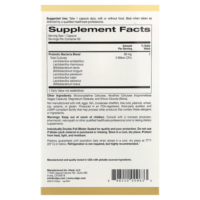 California Gold Nutrition, LactoBif  5 Probiotics, 5 Billion CFU