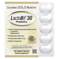 California Gold Nutrition, LactoBif 30, 30 млрд КУО, 60 вегетаріанських капсул