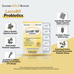 California Gold Nutrition, Probióticos LactoBif, 30 mil millones de UFC, 60 cápsulas vegetales