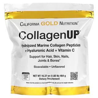 California Gold Nutrition, CollagenUP, Peptides de collagène marin hydrolysé à l'acide hyaluronique et à la vitamine C, Non aromatisés, 464 g