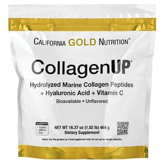 كاليفورنيا غولد نيوتريشن‏, CollagenUP®‎، بيبتيدات كولاجين بحرية متحللة مع حمض الهيالورونيك وفيتامين ج، بدون نكهات، 1.02 رطل (464 جم)