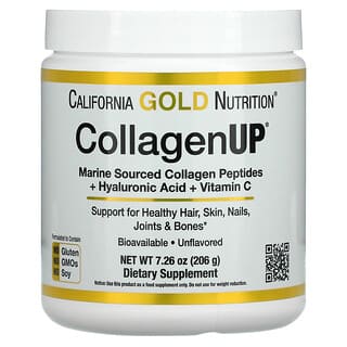 California Gold Nutrition, CollagenUP，水解海洋膠原蛋白肽 + 透明質酸和維生素 C，原味，7.26 盎司（206 克）