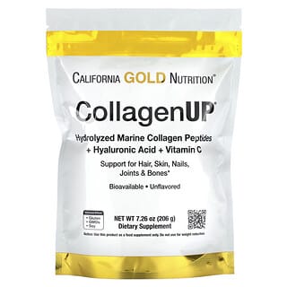 California Gold Nutrition, CollagenUP, Peptídeos de Colágeno Marinho Hidrolisado com Ácido Hialurônico e Vitamina C, Sem Sabor, 206 g (7,26 oz)
