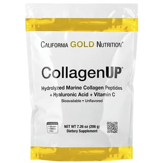 California Gold Nutrition, CollagenUP®, hidrolizált tengeri kollagén peptidek hialuronsavval és C-vitaminnal, ízesítetlen, 7,26 uncia (206 g)