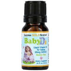 California Gold Nutrition, Vitamina D3 líquida para bebés, 10 mcg (400 UI), 10 ml (0,34 oz. líq.)