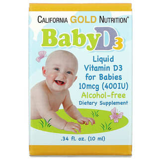 California Gold Nutrition, فيتامين د3 سائل للرضع، 10 مكجم (400 وحدة دولية)، 0.34 أونصة سائلة (10 مل)