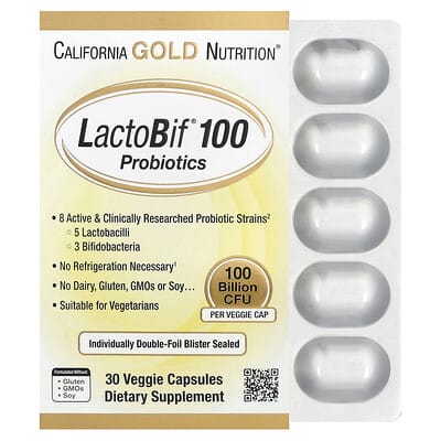 California Gold Nutrition, LactoBif® 100 Probiotics, 100 Billion CFU, 30 Vegetable Capsules