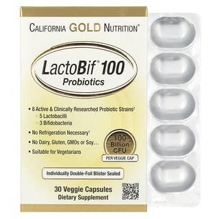 California Gold Nutrition, Пробиотици LactoBif 100, 100 милиарда CFU, 30 капсули на растителна основа