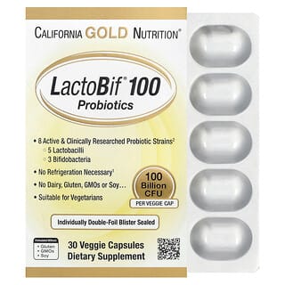 California Gold Nutrition, LactoBif® 100 Probiotics, 100 Billion CFU, 30 Veggie Capsules