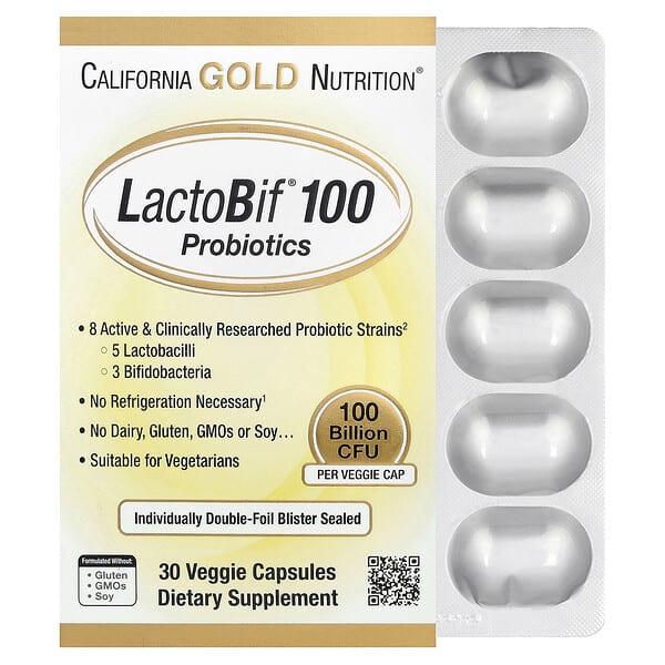 California Gold Nutrition, LactoBif® 100 益生菌，1000 億 CFU，30 粒素食膠囊