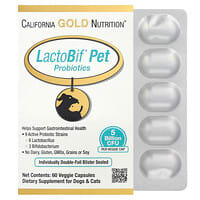 California Gold Nutrition, LactoBif® probiotika for kjæledyr, 5 milliarder CFU, 60 veggiekapsler