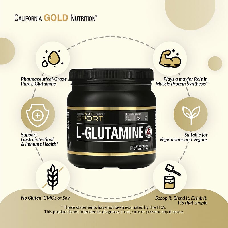 California Gold Nutrition, L-グルタミンパウダー、AjiPure（アジピュア）、グルテンフリー、454g（16オンス）