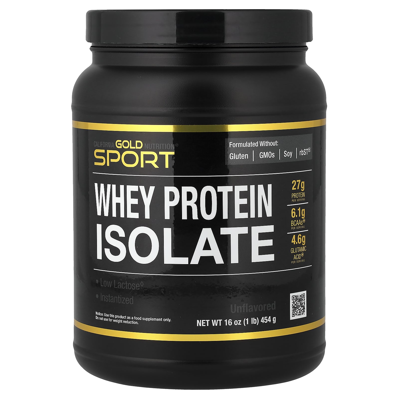 California Gold Nutrition, Sport, Whey Protein Isolate, Unflavored, 1 lb (454 g)