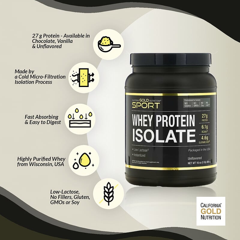 California Gold Nutrition, 運動系列 - 分離乳清蛋白，1 磅，16 盎司（454 克）