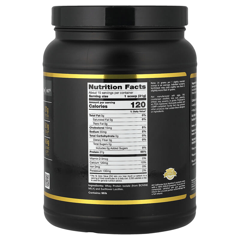 California Gold Nutrition, Sport, Whey Protein Isolate, 1 lb (454 California Gold Nutrition, Sport, Whey Protein Isolate, 1 lb (454