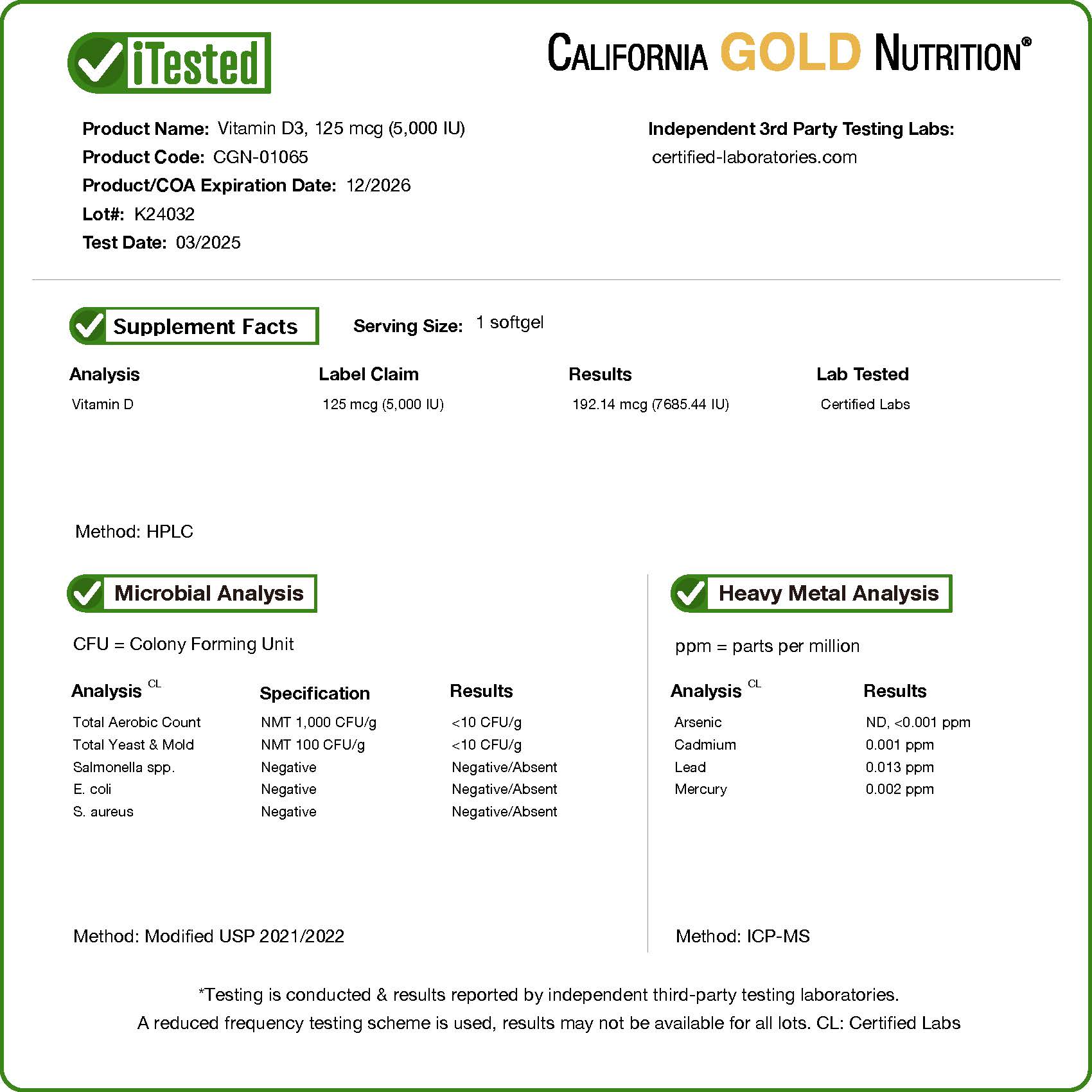 California Gold Nutrition, 維他命 D3，125 微克（5000 國際單位），90 粒魚明膠軟膠囊