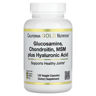California Gold Nutrition, Glucosamina, condroitina y MSM más ácido hialurónico, 120 cápsulas vegetales