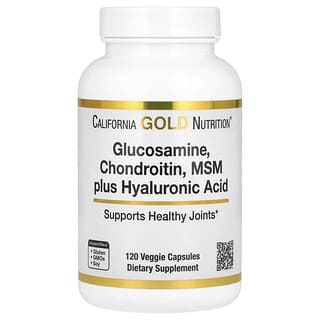 California Gold Nutrition, Glucosamina, condroitina y MSM más ácido hialurónico, 120 cápsulas vegetales