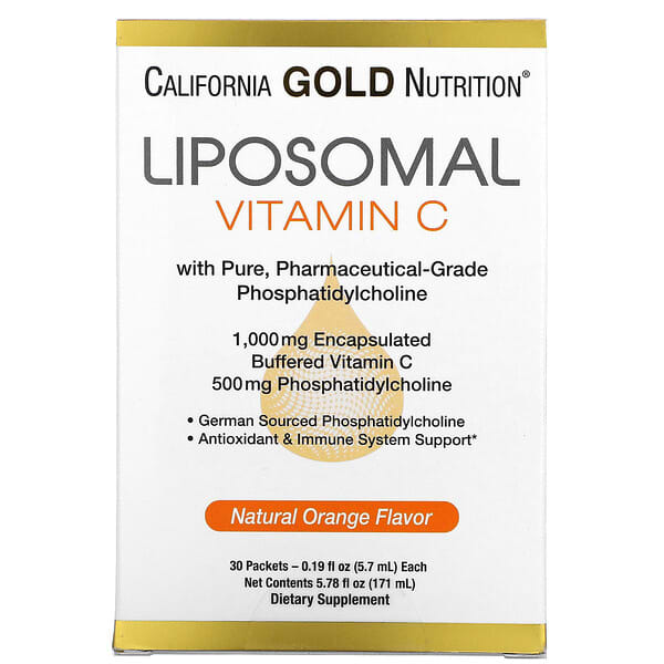 California Gold Nutrition, 리포소말 비타민C, 천연 오렌지 향, 1,000mg, 30개입, 각 5.7ml(0.2oz)