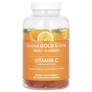 California Gold Nutrition, Gomas de Vitamina C, Sabor Natural de Laranja, Sem Gelatina, 90 Gomas