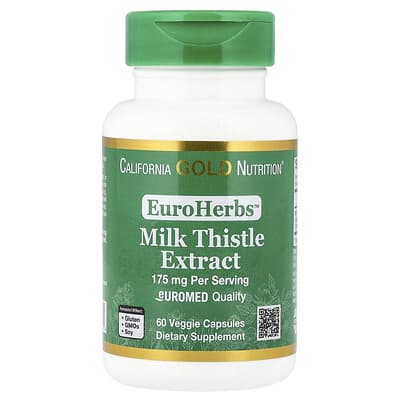 California Gold Nutrition, EuroHerbs, Milk Thistle Extract, Euromed Quality, 175 mg, 60 Vegetarian Capsules