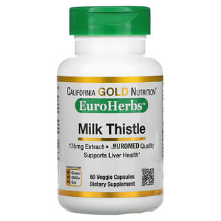 California Gold Nutrition, Extrato de Cardo-Mariano, EuroHerbs, Qualidade Europeia, 175 mg, 60 Cápsulas Vegetais